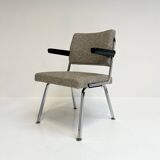 Gray upholstered designer armchair attributed to Gispen, 1960s