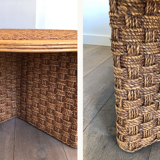 Round coffee table in rope and wood