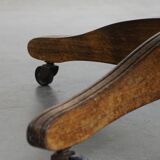 Dark Green Cowhide Leather Swivel and Tilt Chesterfield Office Chair