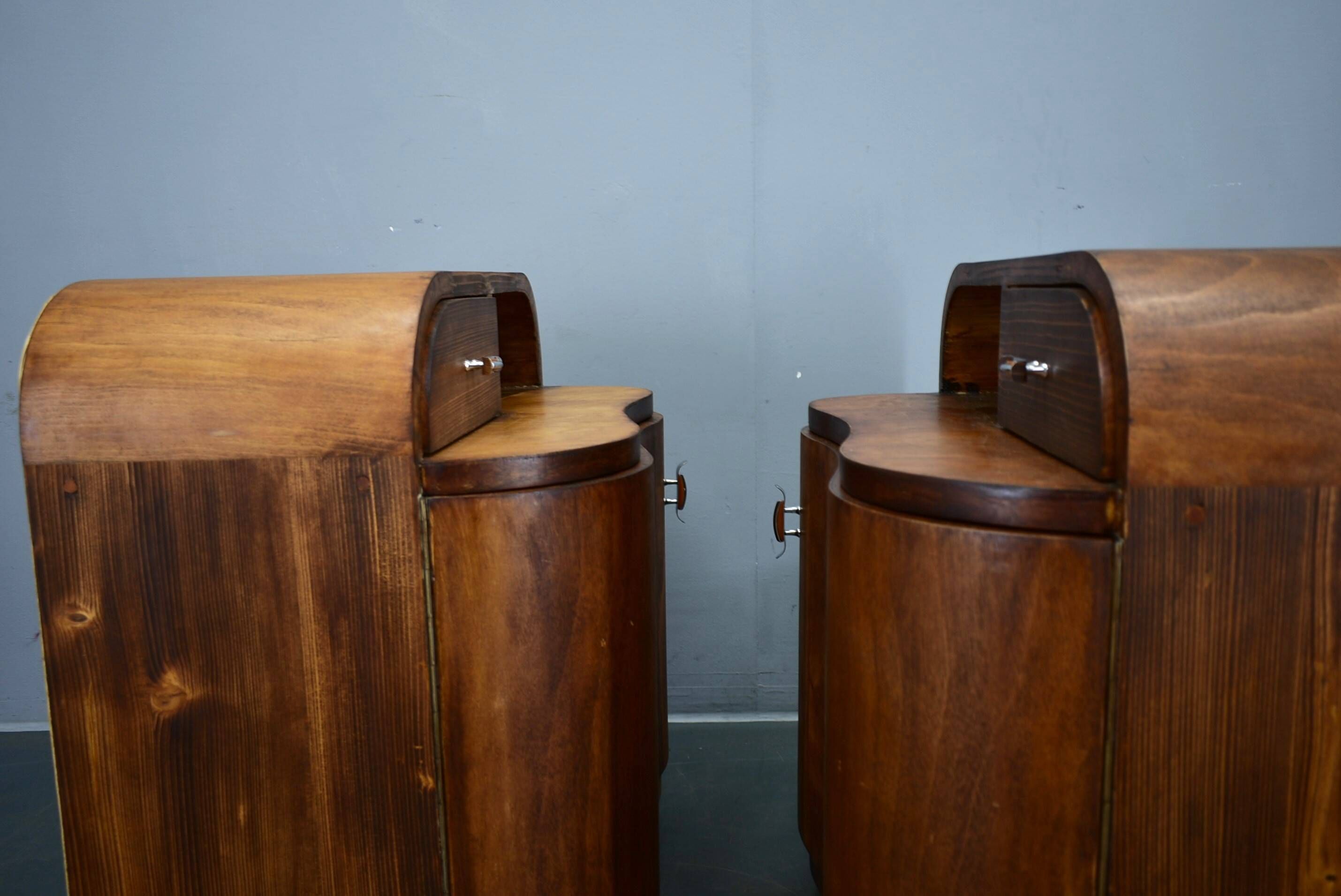 1939s Pair of Art Deco Bedside Tables, Czechoslovakia