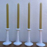 Set of 4 white ceramic candle holders