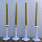 Set of 4 white ceramic candle holders