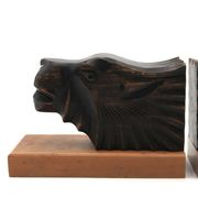 Serre-livres Art Deco en bois têtes de félins