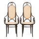 Ensemble de 2 chaises vintage originales design Thonet modèle Long John avec accoudoirs.
