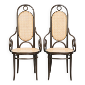 Set of 2 original vintage Thonet design chairs model Long John with armrests