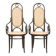 Ensemble de 2 chaises vintage originales design Thonet modèle Long John avec accoudoirs.