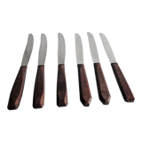 Set of 6 table knives Red Bakelite handle Art Deco period 1930 Stainless steel blade