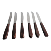 Set of 6 table knives Red Bakelite handle Art Deco period 1930 Stainless steel blade