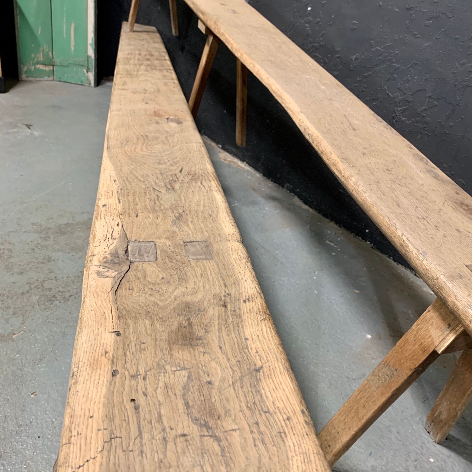Pair of XXL oak farmhouse bench