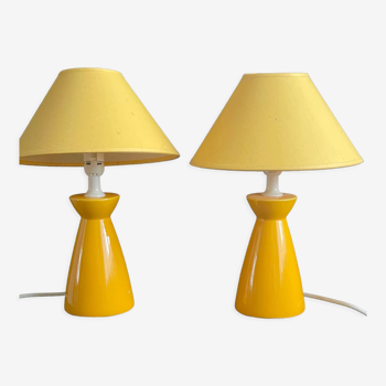 Bedside yellow lamps