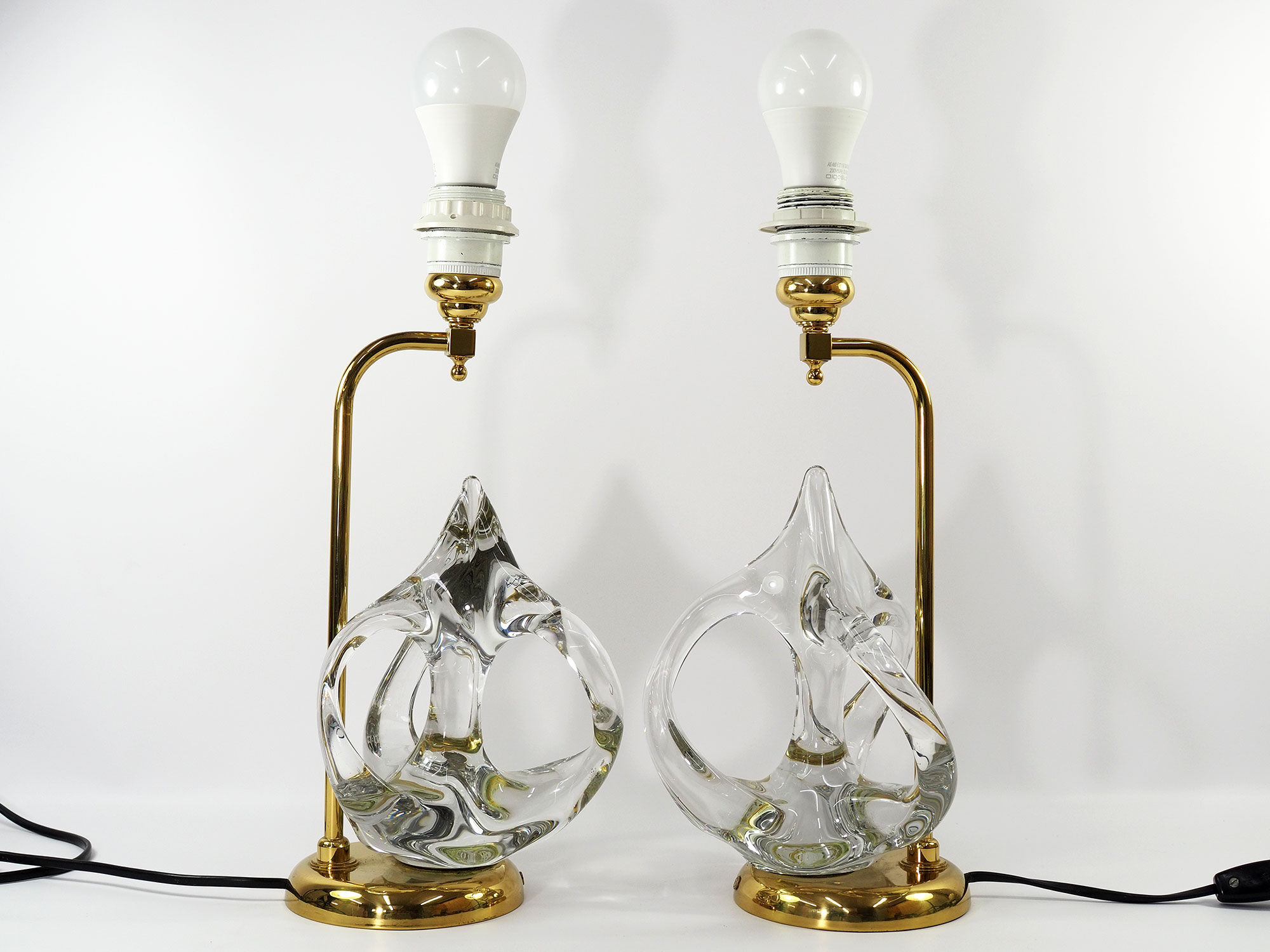 Vintage french crystal and brass lamps