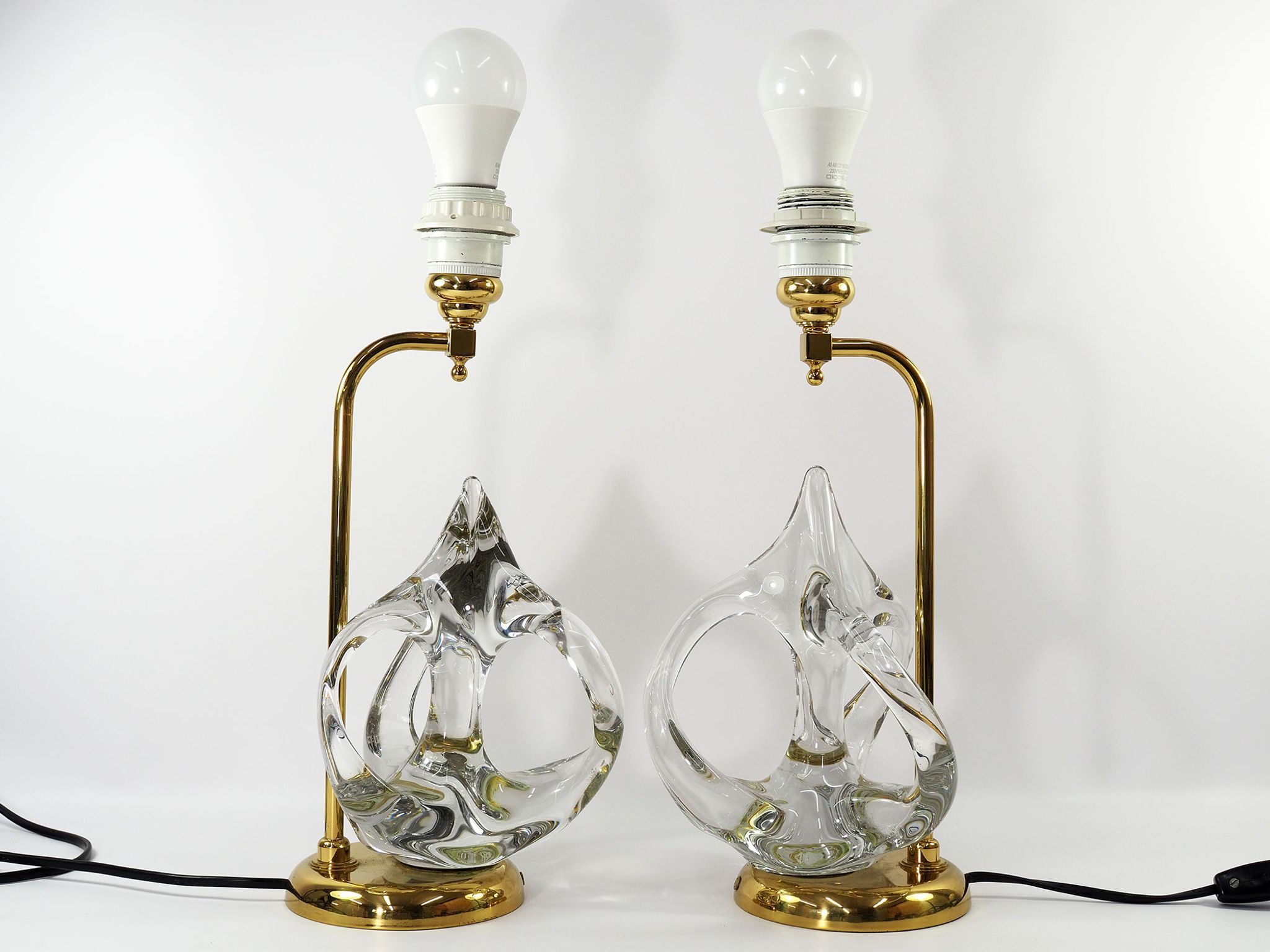 Vintage french crystal and brass lamps