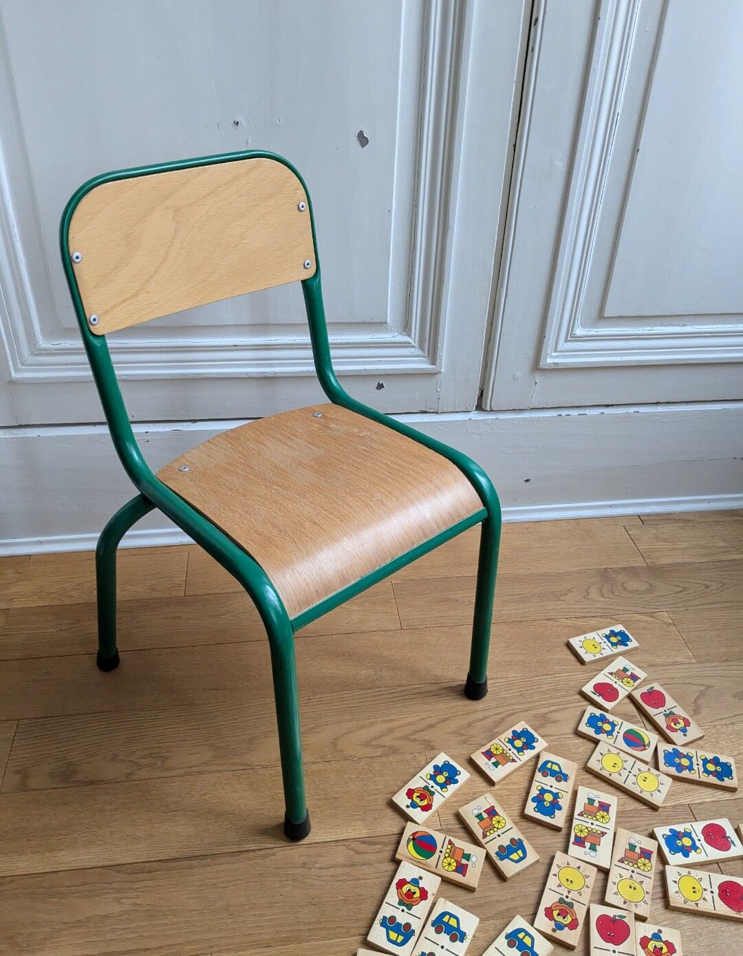 Vintage green school chair