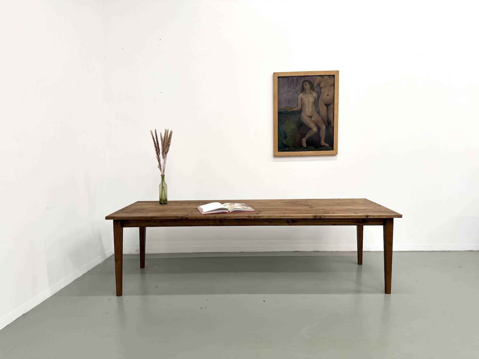 Farm table with tapered legs, L 260 cm