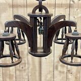 1950s oak chandelier - 5 lights