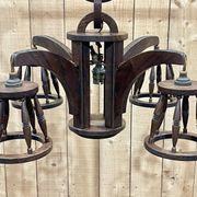 1950s oak chandelier - 5 lights