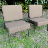 Pair of armchair heaters in brown fabric