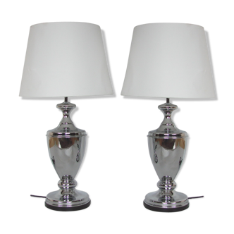 Pair of nickel-plated lamps, 70s