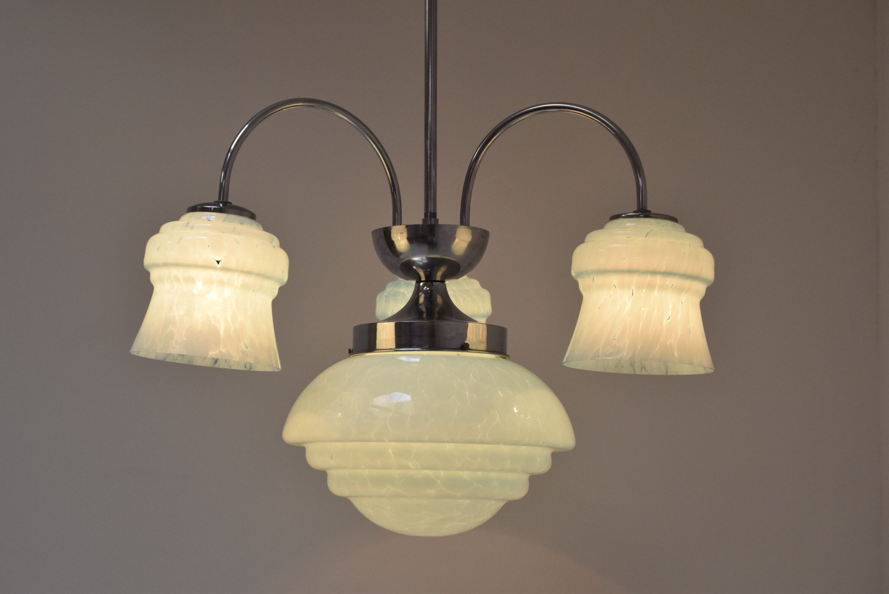 Art deco chrome chandelier 1930's