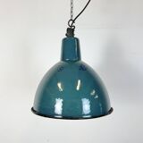 Industrial Petrol Enamel Factory Pendant Lamp, 1960s