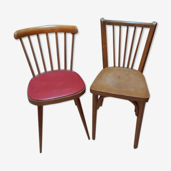 Paire de chaises Baumann années 60 dépareillées