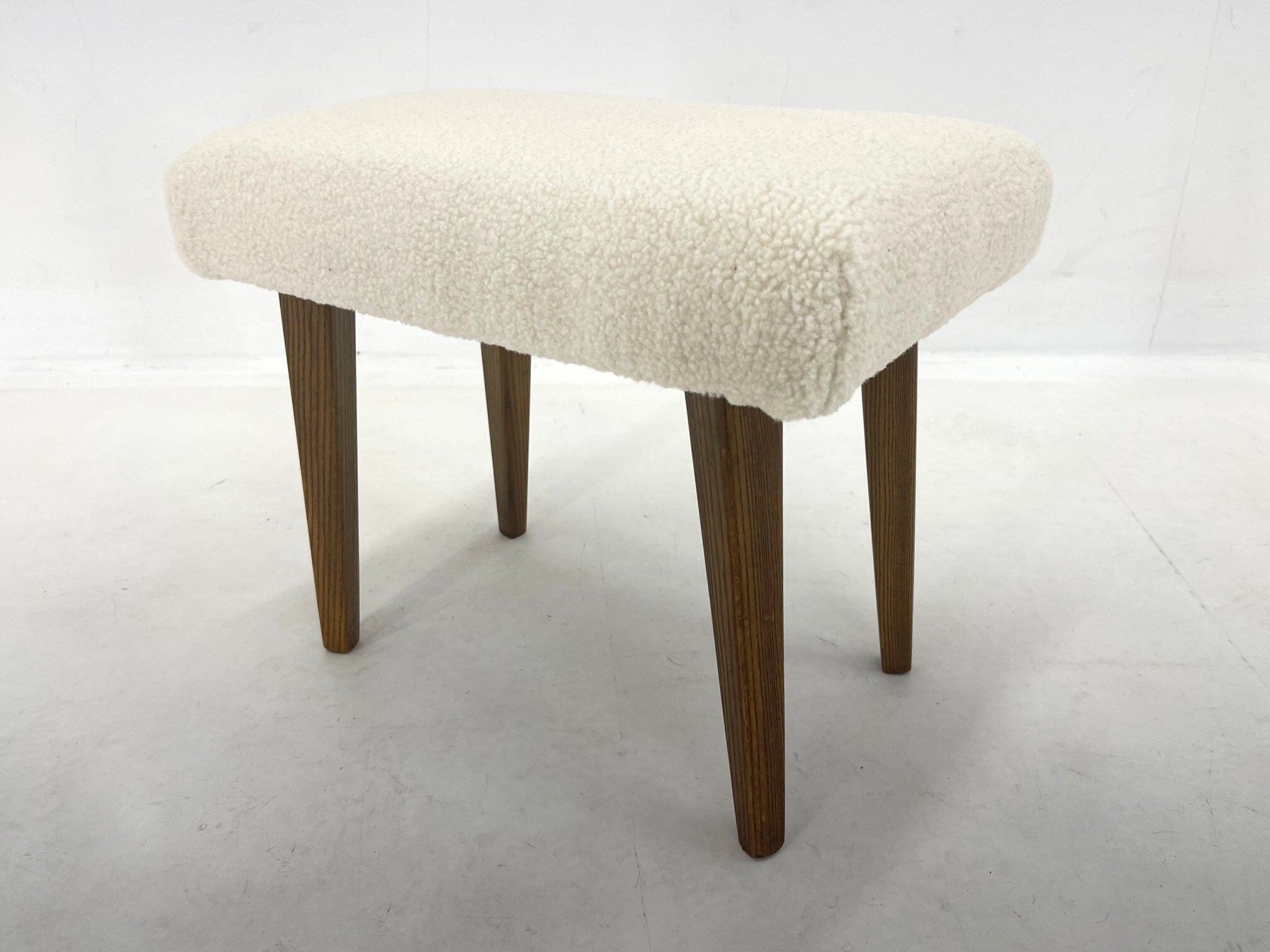 Mid-century Stool in Sheep Skin Fabric, 1970's