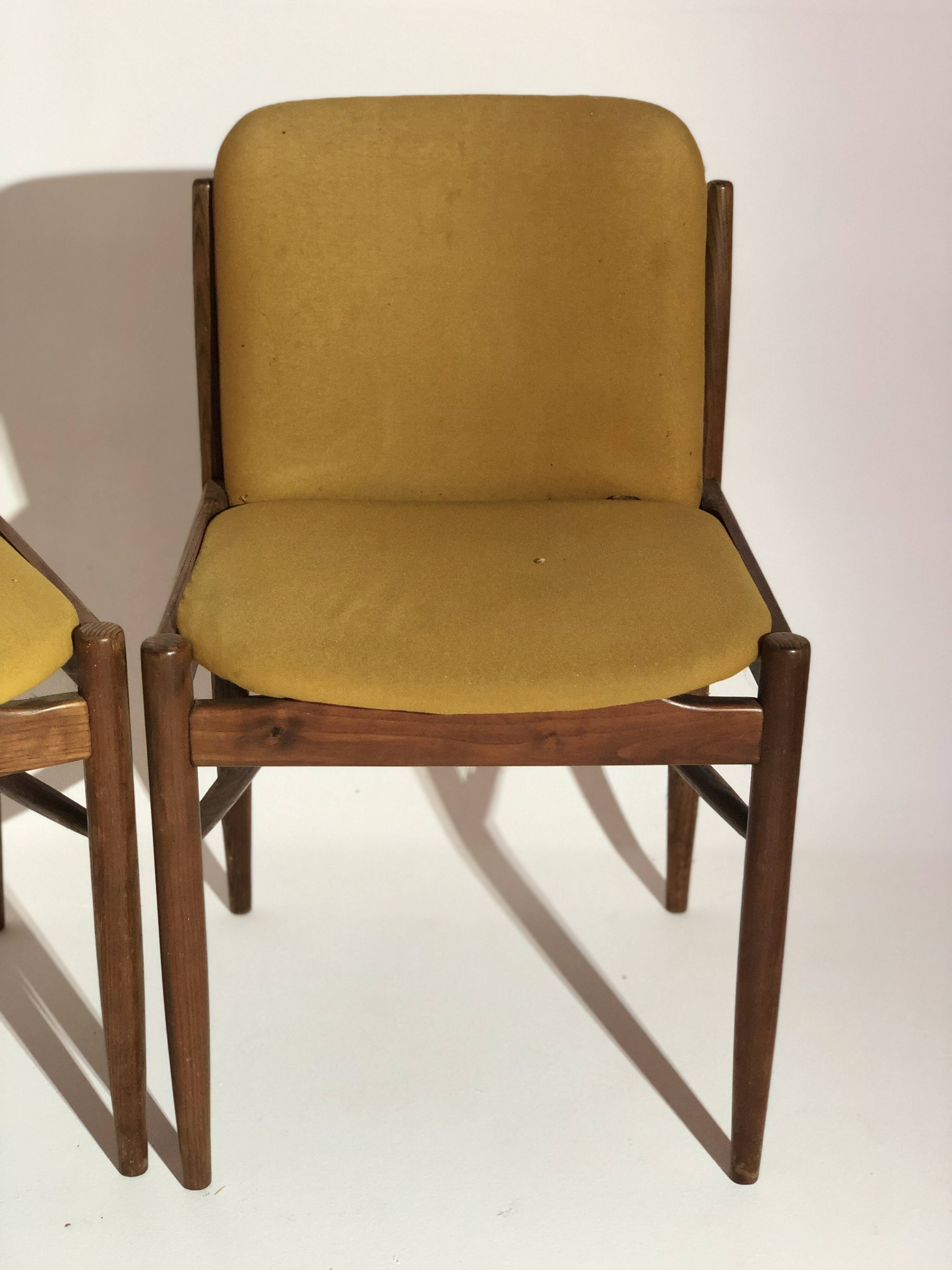 Set of 4 italian style chairs 1960 - rosewood and fabric