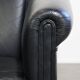 Lot de 2 fauteuils club en cuir de vachette noir de style anglais