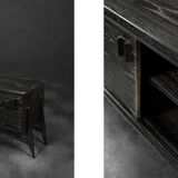 Mid-Century Modern Scandinavian Dark Raw Oak Sideboard with Wooden Handles, 1960s