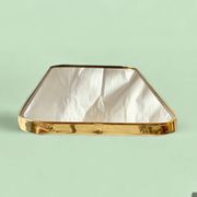 Large vintage rectangular wall mirror in gold anodized aluminum - 73 cm
