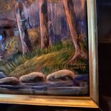 “riviere” painting on metal emaux de limoges signed