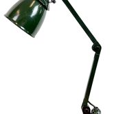 Lampe de table ajustable en émail vert industriel, années 1960