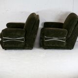 Pair of armchairs "Space Age", brown velvet and steel, France, circa 1970.