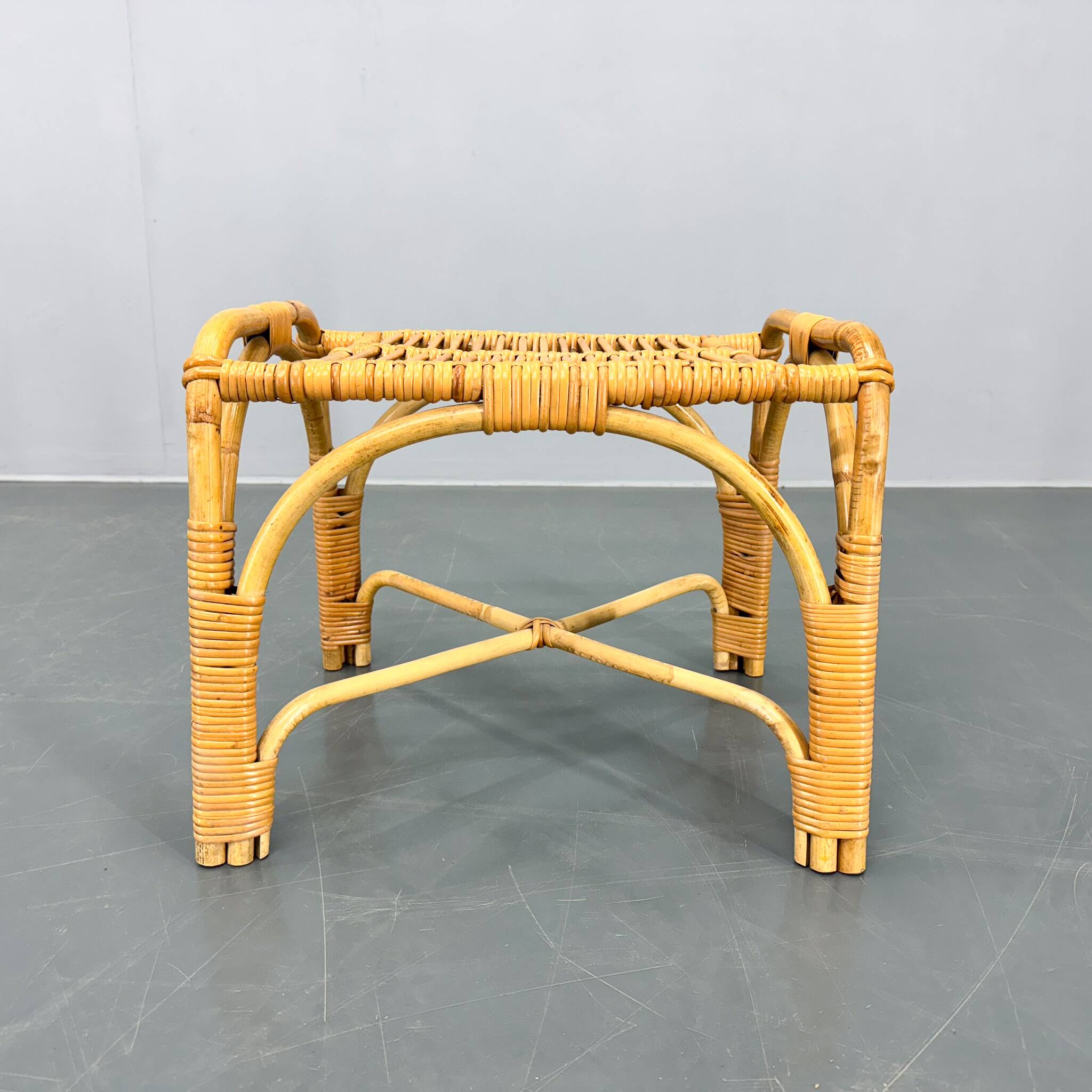 Mid Century Rattan Stool, Czechoslovakia