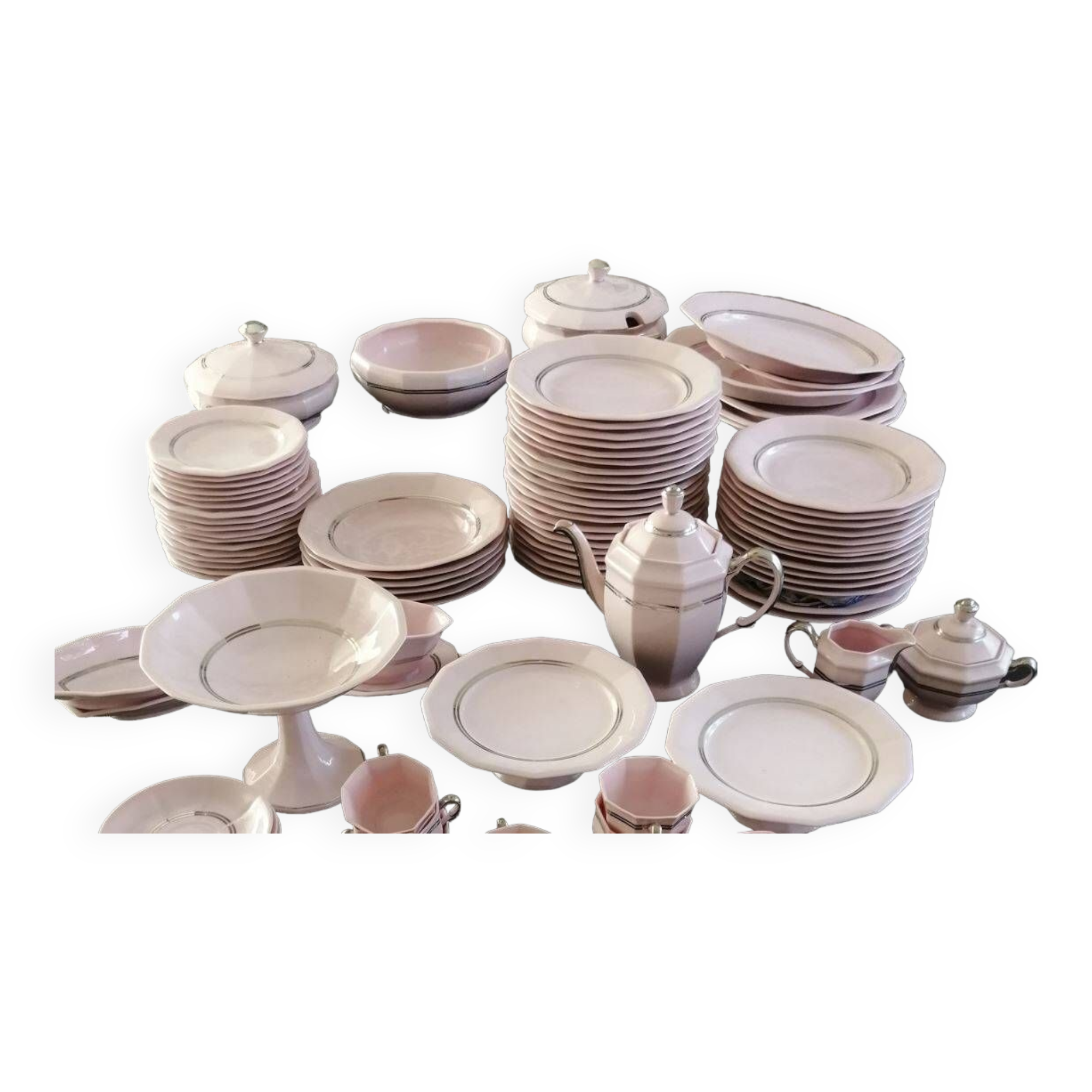 Large Art Deco dinnerware service from the Schlaggenwald Manufacture, vintage