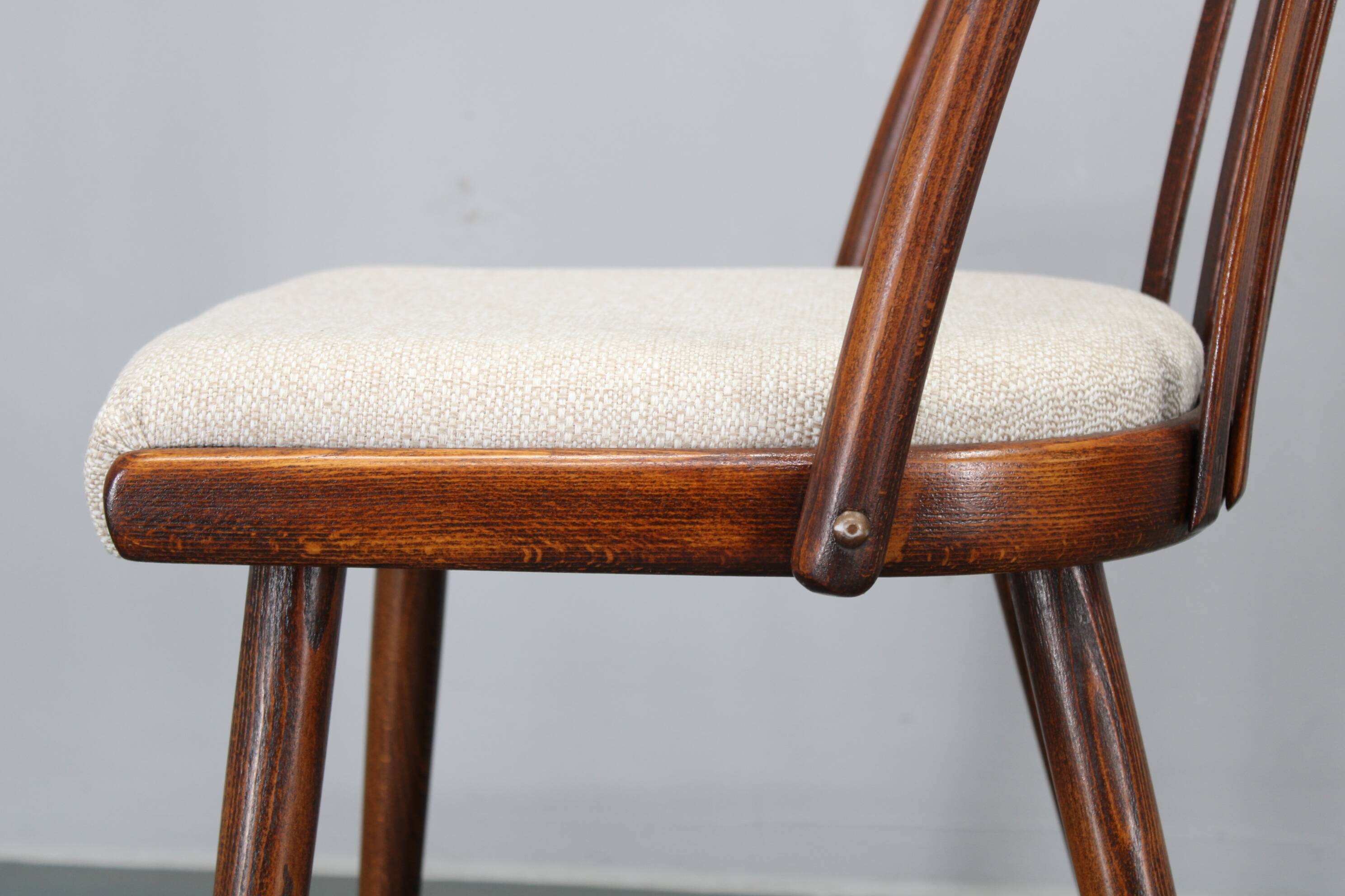 1960s Antonin Suman Set of Six Beech Dining Chairs, Restored