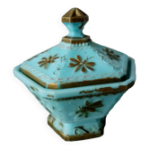 Former sugar bowl in oplaine of turquoise fair sign vallerysthal decor of butterflies