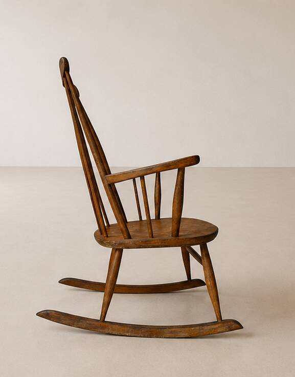 Fauteuil à bascule / Rocking Chair vintage en hêtre 1960 par Stol Kamnik