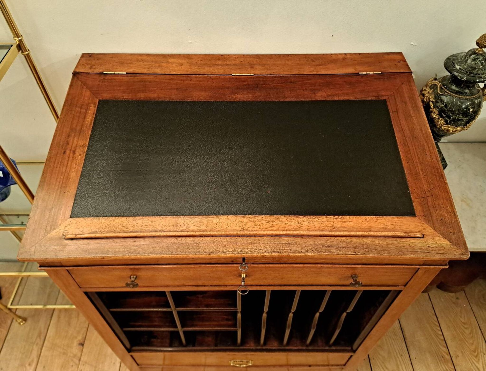 19th-century walnut writing desk.