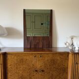 Luciano Frigerio, mod. Barium solid walnut mirror, Frigerio di Desio 1970s