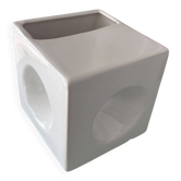 Vase cube en céramique blanche – Pottery minimaliste vintage