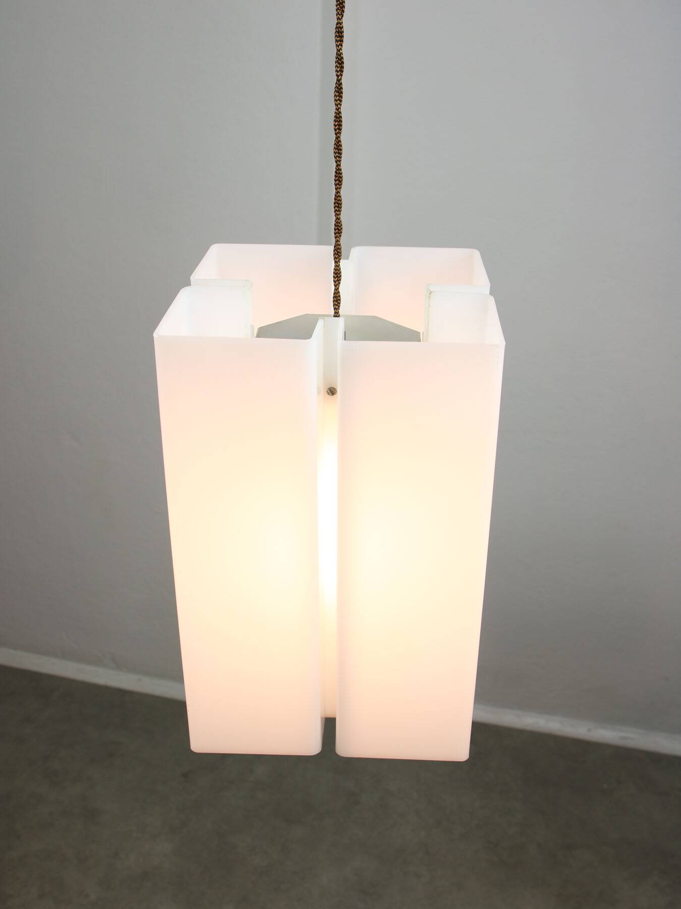 Vintage italian plexiglass tower pendant lamp