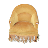 Former toad chair in mustard yellow velvet