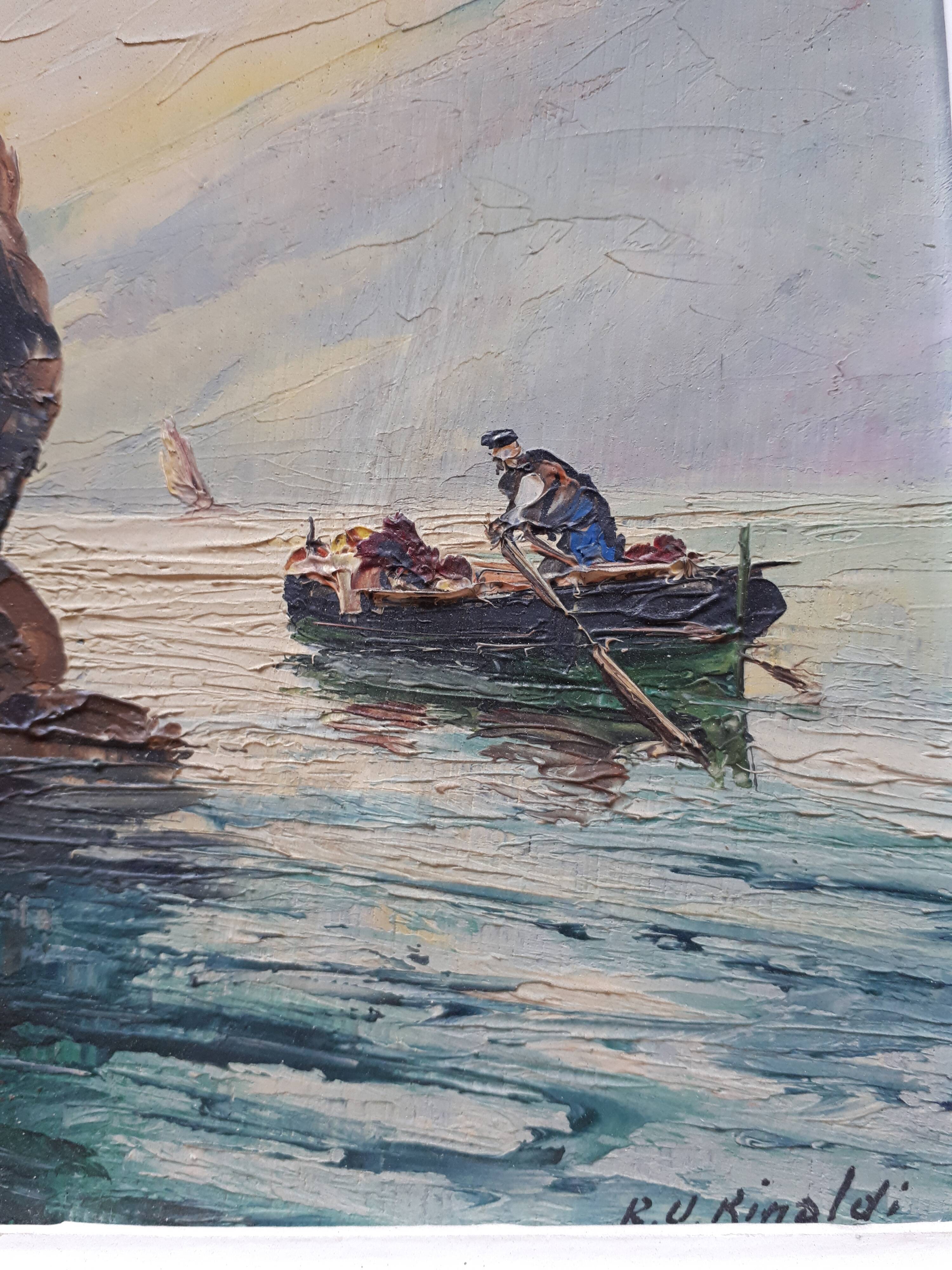Oil on panel "fishers"