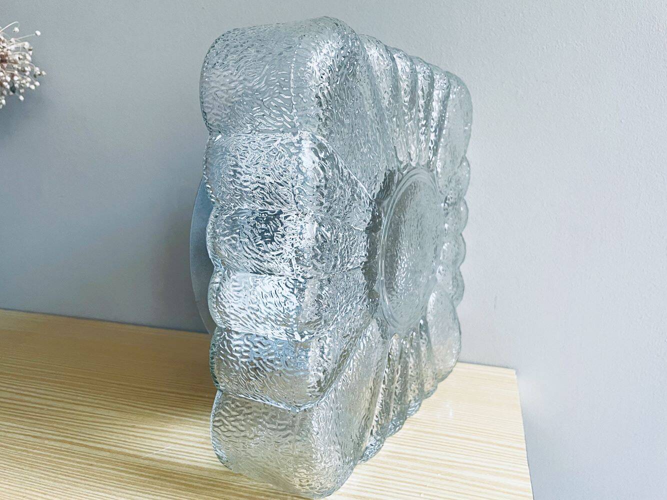 Spanish square textured glass flush mount lamp