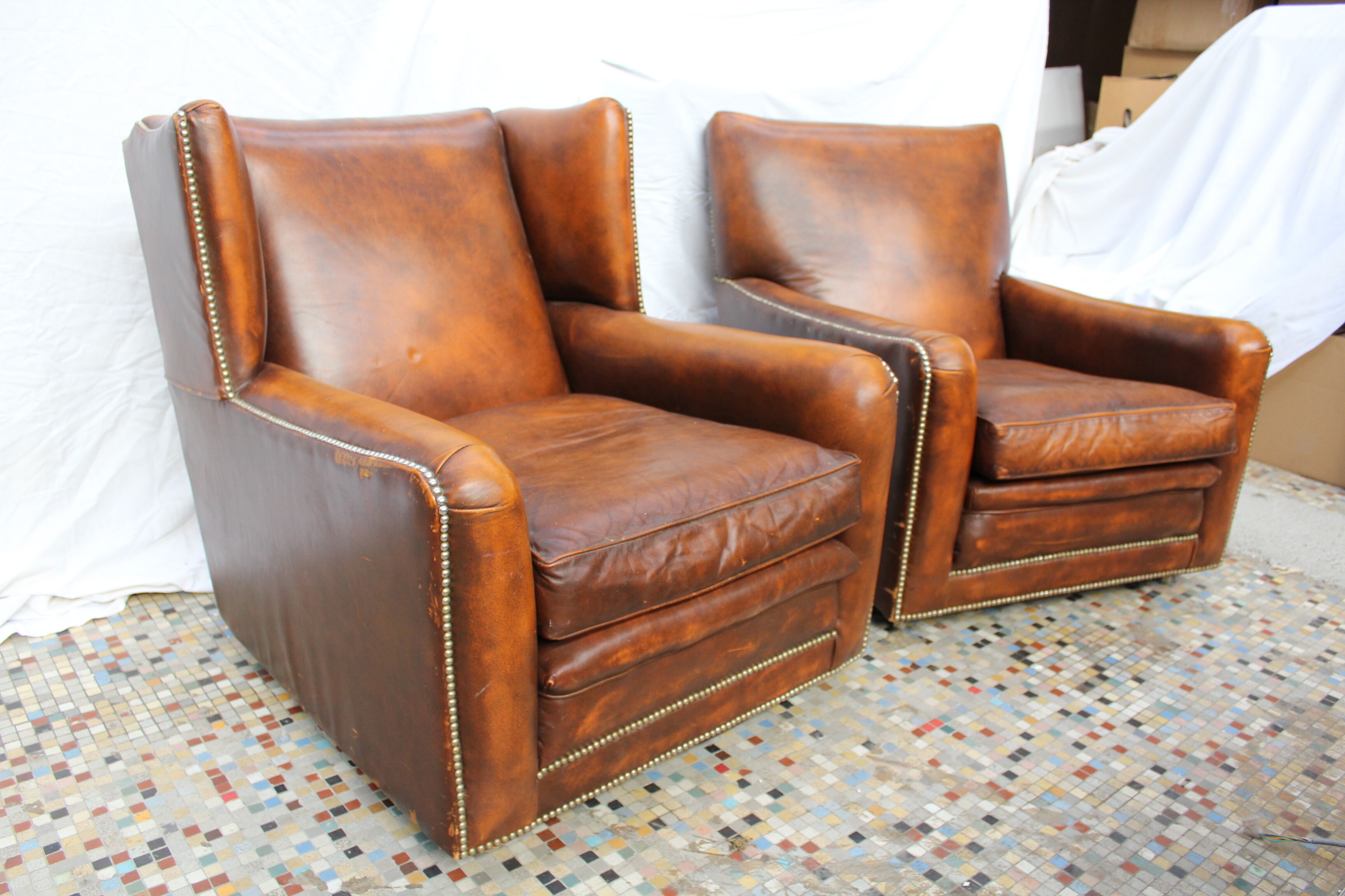 Pair of club chairs from the Ritz Paris