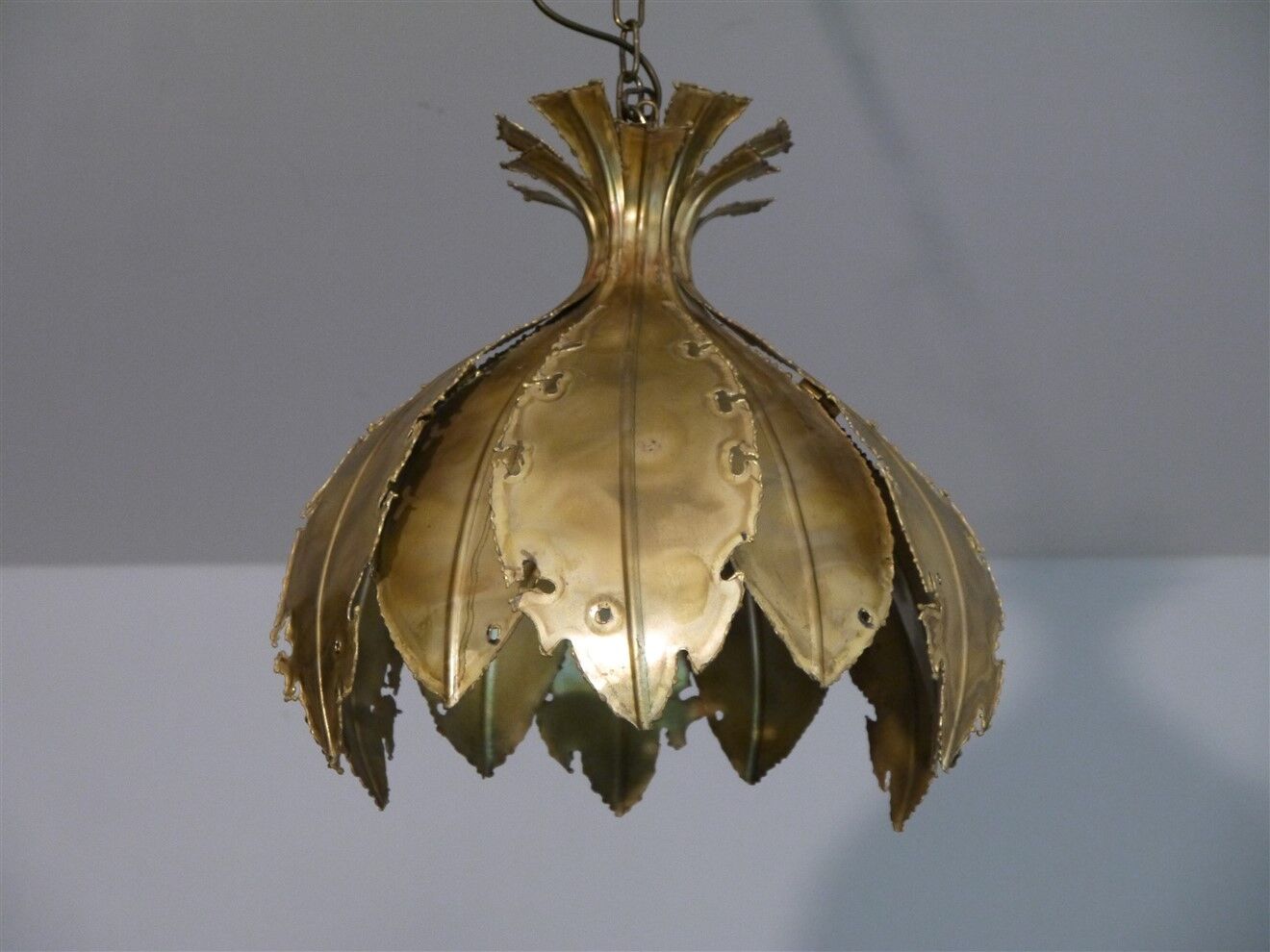 Danish brutalist brass suspension of Sven Holm Sorensen 1960