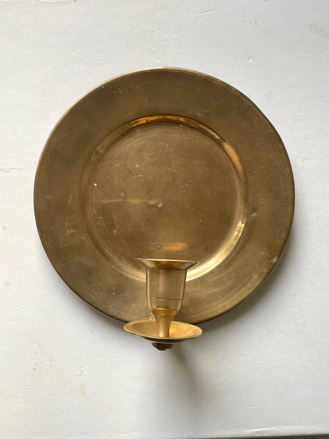 Vintage brass wall candle holder sconce diameter 18 cm