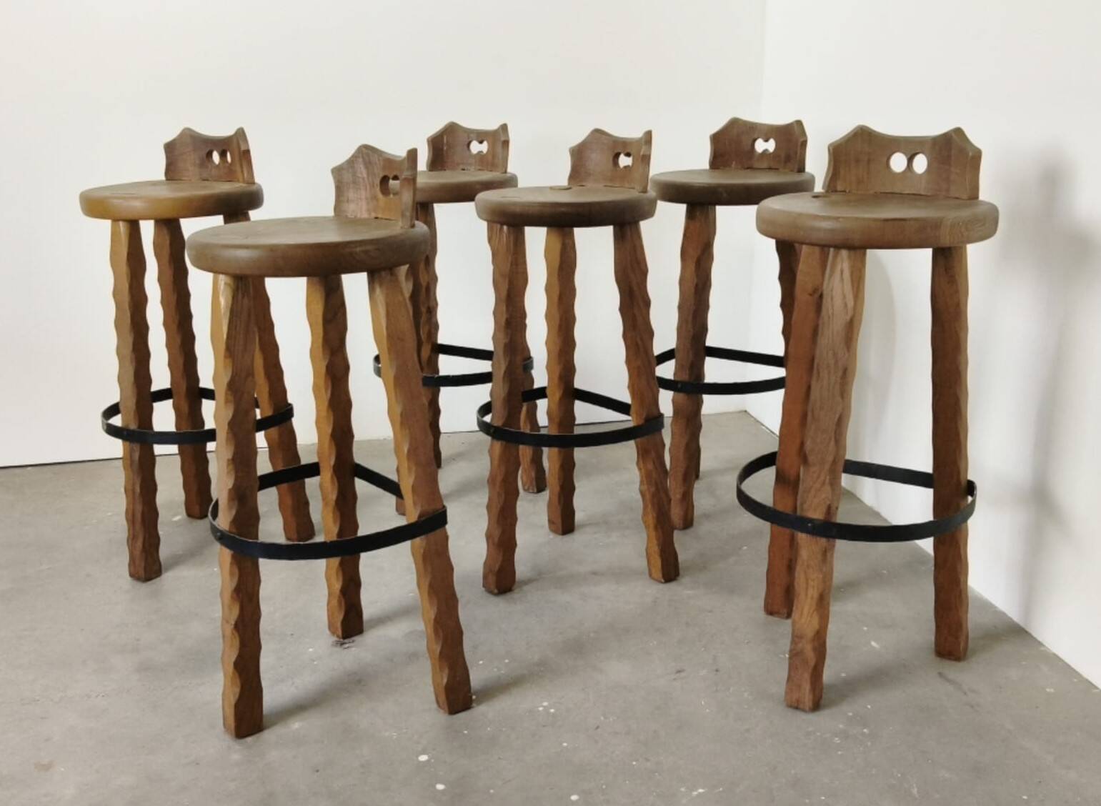 Brutalist oak Barstools