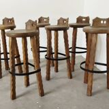 Brutalist oak Barstools